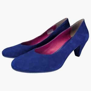Vintage Made in Italy Blue Suede Pumps With Pink Lining | Size 7.5/8 (EU 38)
